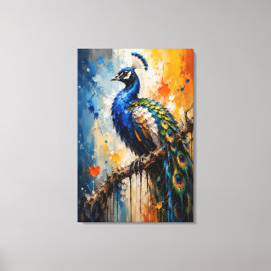 Majestätischer Pfau-Impasto-Leinwanddruck  Leinwanddruck