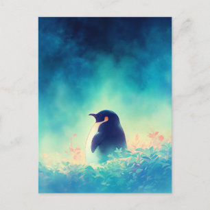 Majestätischer Pinguin in launischer Blaugrünen Wi Postkarte
