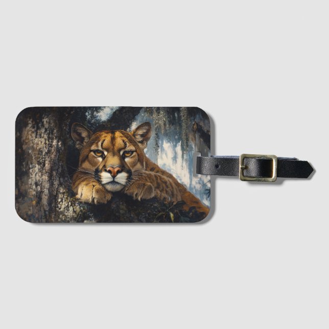 Majestätischer Puma im Wald Gepäckanhänger (Vorderseite (Horizontal))