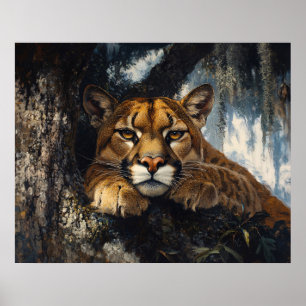 Majestätischer Puma im Wald Poster