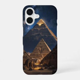 Majestätischer Pyramidenkomplex in der Nachtgestal iPhone 16 Hülle