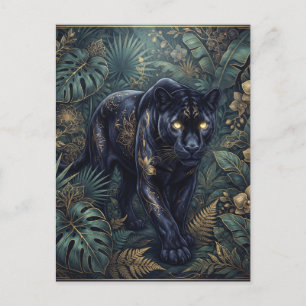 Majestätischer schwarzer Panther, der durch einen Postkarte