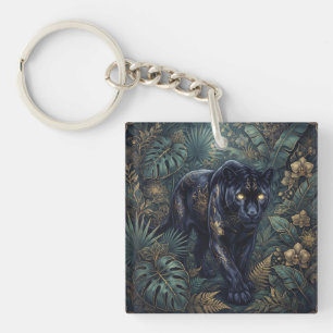 Majestätischer schwarzer Panther, der durch einen Schlüsselanhänger