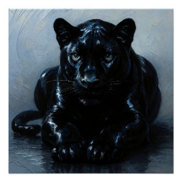 Majestätischer Schwarzer Panther – Malerei Porträt Poster