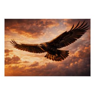 Majestätischer Steinadler – Flug am dramatischen H Poster