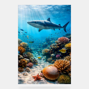 Majestätischer Tiefseehai und Korallenriff Ultra-H Acrylschild