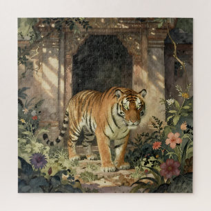 Majestätischer Tiger, der durch alte Dünen wandelt Puzzle