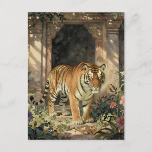 Majestätischer Tiger, der durch die alten Dünen wa Postkarte