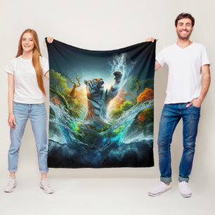 Majestätischer Tiger-Splash-Fantasie-Wildtier-Natu Fleecedecke