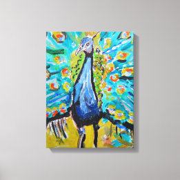 Majestätischer Türkis-Pfau-Expressionist-Leinwandd Leinwanddruck