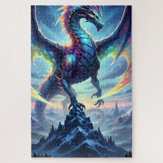Majestätischer und farbenfroher Drache Puzzle (Vertikal)