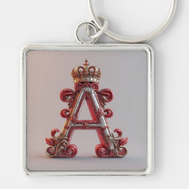Majestätischer verzierter Buchstabe A mit Krone Schlüsselanhänger