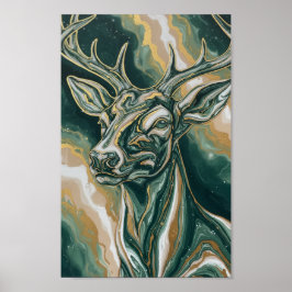 Majestätischer Waldhirsch, Ölmalerei im Stil der F Poster