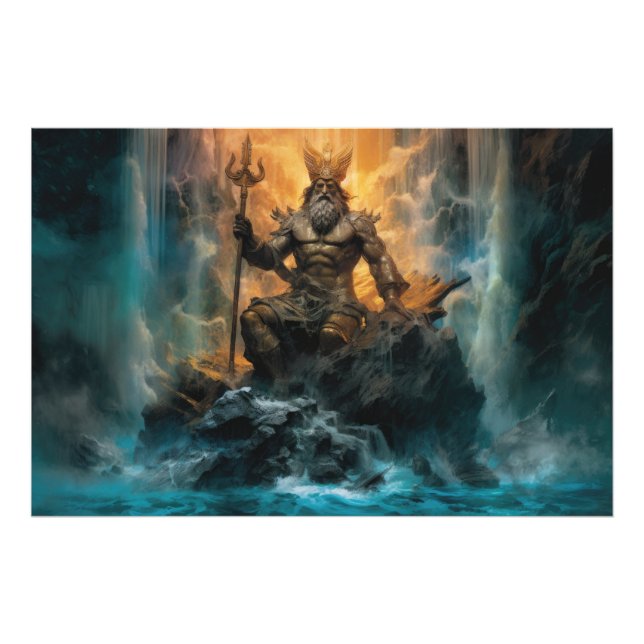 Majestätischer Wasserfall: Poseidon Poster (Vorne)