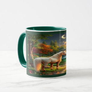 Majestätischer Weißer Einhorn Verzauberter Wald Be Tasse