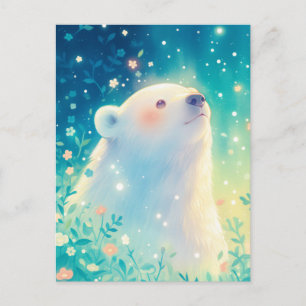 Majestätischer Weißer Eisbär im leuchtenden Garten Postkarte