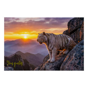 Majestätischer Weißer-Tiger-Sonnenuntergang Poster