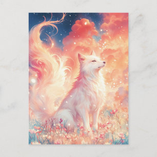Majestätischer Weißer Wolf im Sonnenuntergang-Gart Postkarte