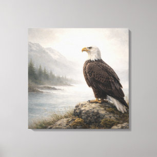 Majestätischer Weißkopfseeadler-Fluss Leinwanddruck