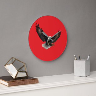 Majestätischer Weißkopfseeadler Roter Wanduhr