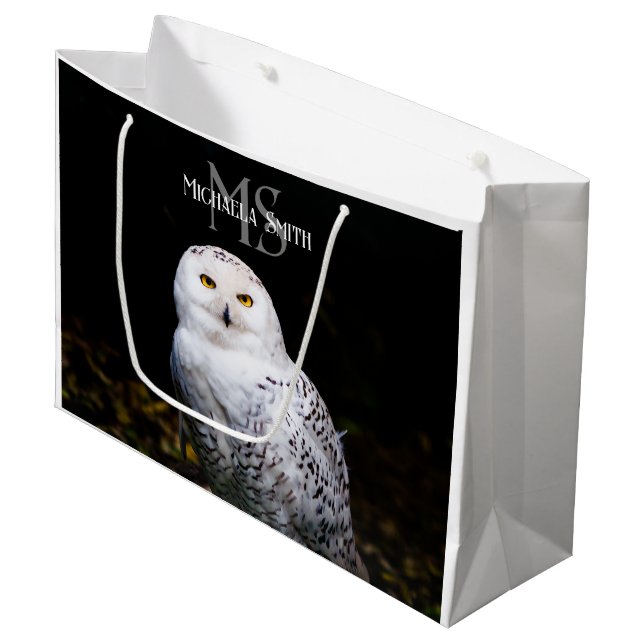 Majestätischer Winterschneeauuler Monogramm-indivi Große Geschenktüte (Vorderseite Schrägansicht)