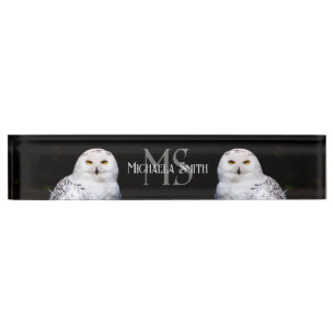 Majestätischer Winterschneeauuler Monogramm-indivi Namensplakette