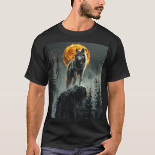 Majestätischer Wolf im Mondlicht – Wildlife-Grafik T-Shirt
