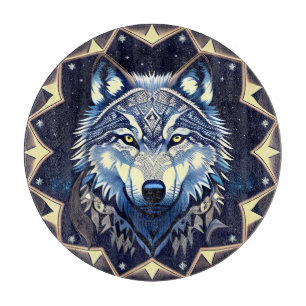 Majestätischer Wolf unter sternklarem Himmel Schneidebrett