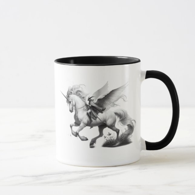 Majestätisches Einhorn mit Ritter. Tasse (Rechts)