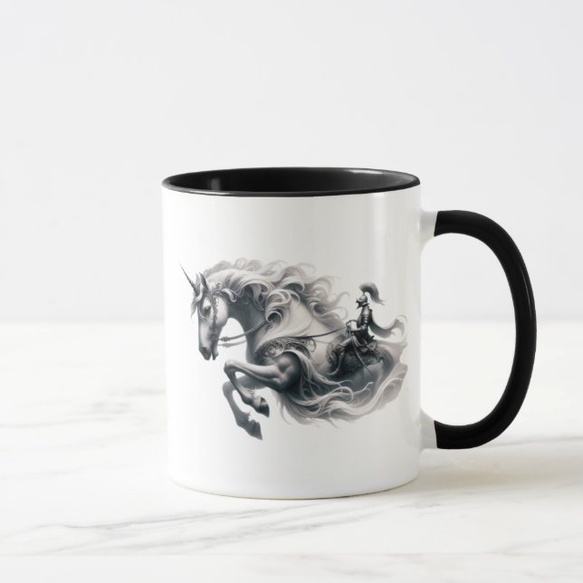 Majestätisches Einhorn und Ritter in Rüstung. Tasse (Rechts)