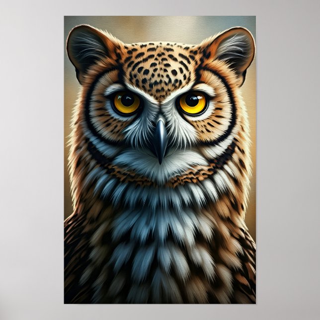 Majestätisches Eulenporträt-Wandkunst Poster (Vorne)