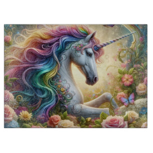 Majestätisches florales Einhorn Schneidebrett