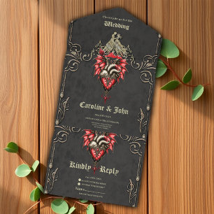 Majestätisches Herz, gotische Romantik All In One Einladung