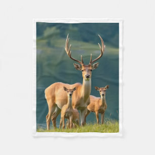 Majestätisches Hirschfamilien-Wald-Fliesbabytuch Fleecedecke