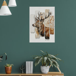 Majestätisches Hirschportrait Kunstposter   Rustik Poster