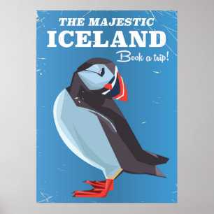 Majestätisches Island-Papageientaucher-Vintage-Rei Poster