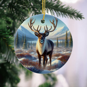 Majestätisches Karibu-Andenken Keramik Ornament
