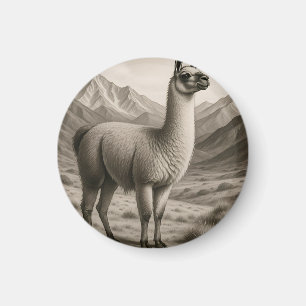 Majestätisches Lama in den Anden Bergen Magnet
