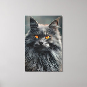 Majestätisches Langhaar-Katzenporträt-Design Leinwanddruck