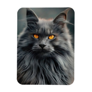 Majestätisches Langhaar-Katzenporträt-Design Magnet