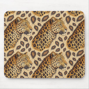 Majestätisches Leopardenporträt Tierdruckmuster Mousepad