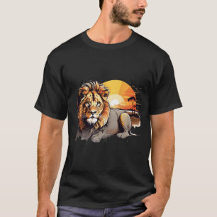 Majestätisches Löwen-Afrika-Sonnenuntergangs-Grafi T-Shirt