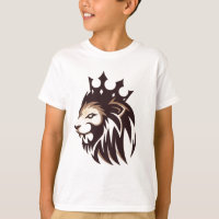 Majestätisches Löwen-Grafik-T-Shirt mit Krone für