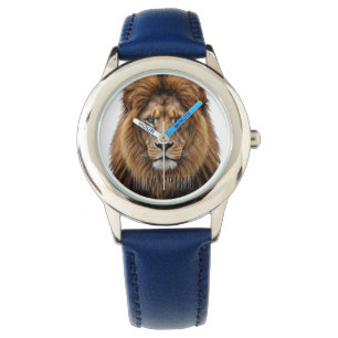 Majestätisches Löwengesicht mit blauen Augen Wil Armbanduhr