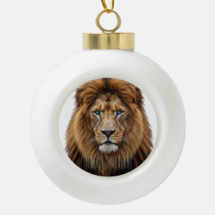 Majestätisches Löwengesicht mit blauen Augen Wil Keramik Kugel-Ornament