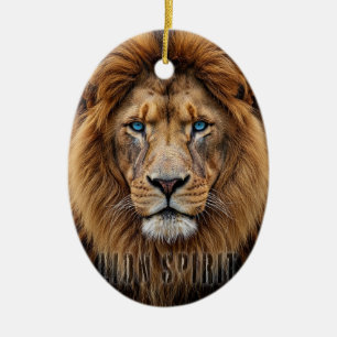 Majestätisches Löwengesicht mit blauen Augen Wil Keramik Ornament