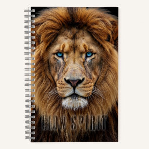Majestätisches Löwengesicht mit blauen Augen   Wil Notizbuch