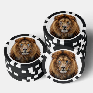 Majestätisches Löwengesicht mit blauen Augen Wil Pokerchips