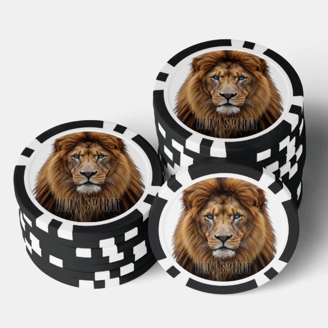 Majestätisches Löwengesicht mit blauen Augen | Wil Pokerchips (Stapel)