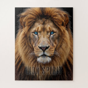 Majestätisches Löwengesicht mit blauen Augen Wil Puzzle
